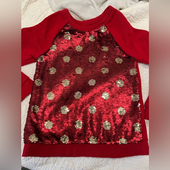 Girl’s Holiday Christmas polka Dot Sequin Sweater; Size M 7/8 - Picture 3 of 10